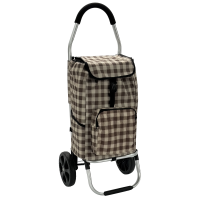 Dreamble® | Luxe Boodschappentrolley | Boodschappenwagen | Beige Patroon | Extra Hoog (103cm) en groot (50 Liter) | Koelvak met rits | 2 ophanghaken | Extra grote wielen | Steekwagenfunctie | Opvouwbaar | Lichtgewicht | 4 extra vakken | Waterdicht