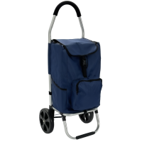 Dreamble® | Luxe Boodschappentrolley | Boodschappenwagen | Donkerblauw | Extra Hoog (103cm) en groot (50 Liter) | Koelvak met rits | 2 ophanghaken | Extra grote wielen | Steekwagenfunctie | Opvouwbaar | Lichtgewicht | 4 extra vakken | Waterdicht