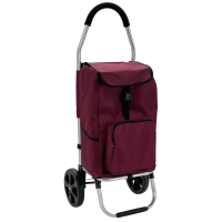 Dreamble® | Luxe Boodschappentrolley | Boodschappenwagen | Donkerrood | Extra Hoog (103cm) en groot (50 Liter) | Koelvak met rits | 2 ophanghaken | Extra grote wielen | Steekwagenfunctie | Opvouwbaar | Lichtgewicht | 4 extra vakken | Waterdicht