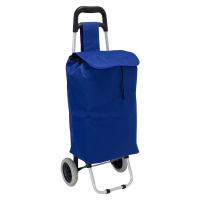 Boodschappentrolley | Boodschappenwagen | Blauw | Extra Groot en Sterk | 46 Liter | Stalen Frame | Grote Wielen | Lichtgewicht | Opvouwbaar | Afneembare Boodschappentas | 2 Ritsvakken | Waterafstotend