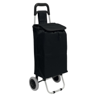 Boodschappentrolley | Boodschappenwagen | Zwart | Extra Groot en Sterk | 46 Liter | Stalen Frame | Grote Wielen | Lichtgewicht | Opvouwbaar | Afneembare Boodschappentas | 2 Ritsvakken | Waterafstotend